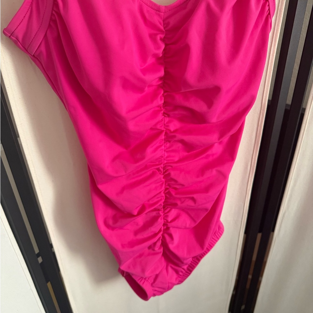 Maxine Of Hollywood Bright Pink Ruched Swimsuit - Picture 6 of 12